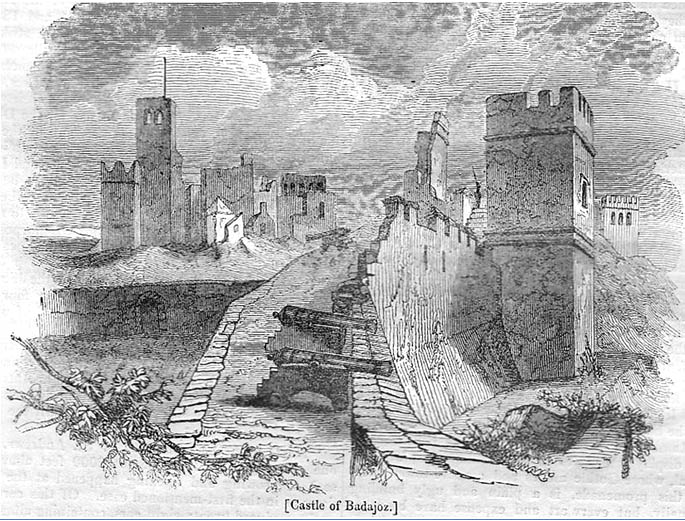 Lámina 5. Las ruinas del palacio y la torre de Santa María en un dibujo de 1837