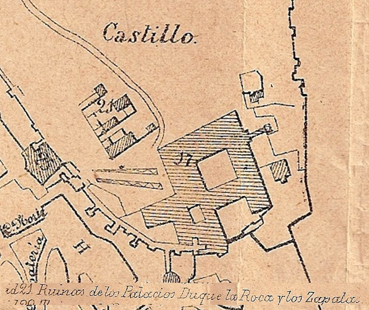 Lámina 9. Detalles del castillo y de la leyenda del plano anónimo de 1892.