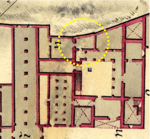 Lámina 7. Detalle de la zona de la torre NE del plano de José de Gabriel de 1803.