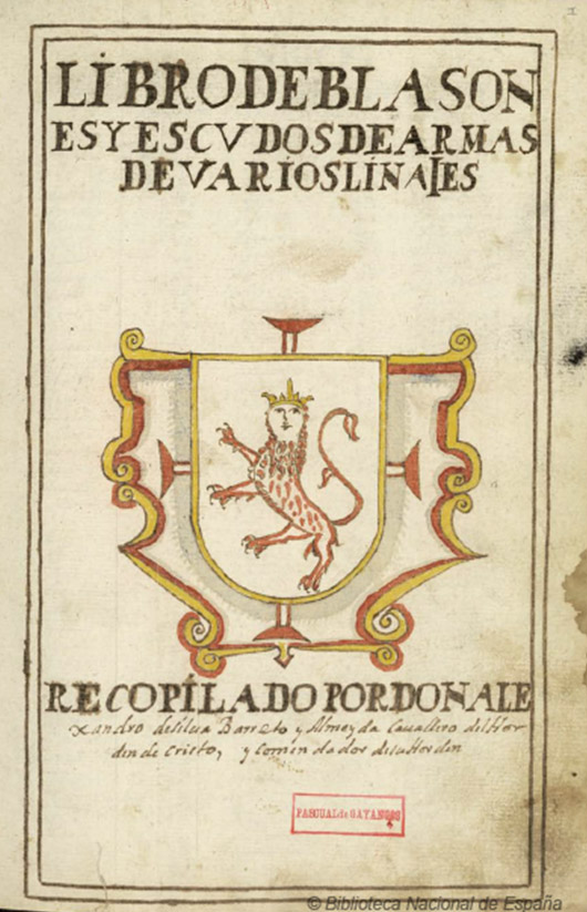 Lámina 3. Libro de blasones y escudos de varios linajes. Biblioteca Nacional. Madrid.